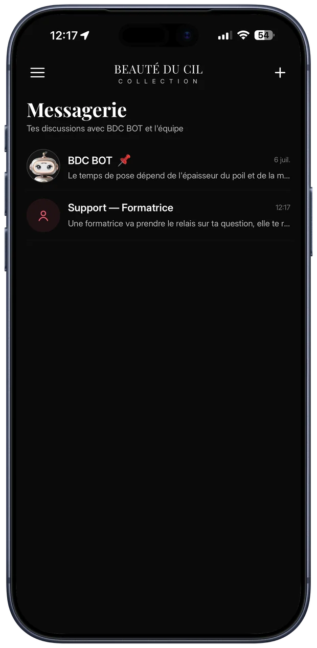 Messagerie avec l'équipe